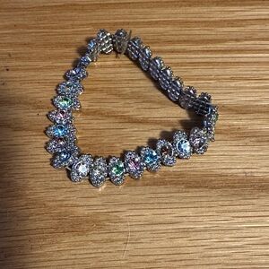 Elegant Silver and Multicolor Gemstone Bracelet